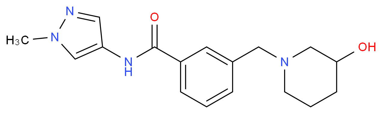 3-[(3-hydroxypiperidin-1-yl)methyl]-N-(1-methyl-1H-pyrazol-4-yl)benzamide_分子结构_CAS_)