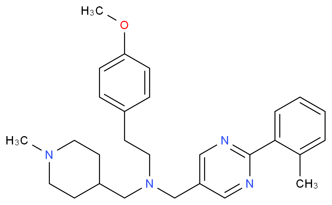 2-(4-methoxyphenyl)-N-{[2-(2-methylphenyl)-5-pyrimidinyl]methyl}-N-[(1-methyl-4-piperidinyl)methyl]ethanamine_分子结构_CAS_)