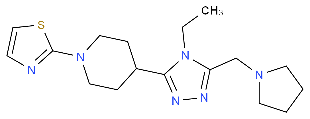 4-[4-ethyl-5-(pyrrolidin-1-ylmethyl)-4H-1,2,4-triazol-3-yl]-1-(1,3-thiazol-2-yl)piperidine_分子结构_CAS_)