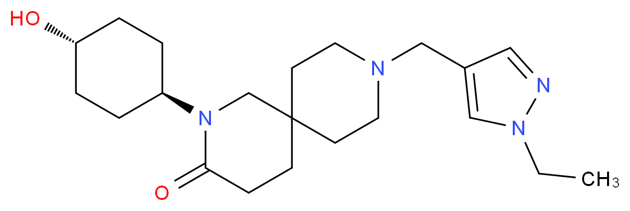 9-[(1-ethyl-1H-pyrazol-4-yl)methyl]-2-(trans-4-hydroxycyclohexyl)-2,9-diazaspiro[5.5]undecan-3-one_分子结构_CAS_)