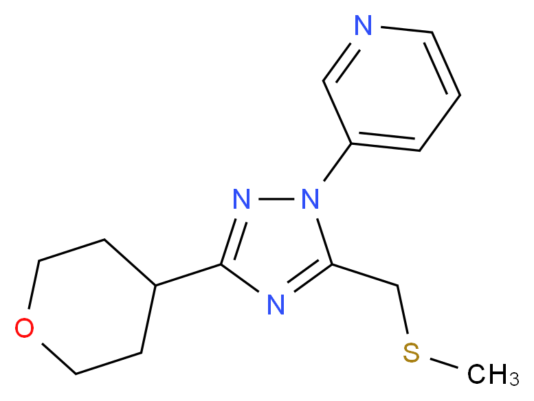 3-[5-[(methylthio)methyl]-3-(tetrahydro-2H-pyran-4-yl)-1H-1,2,4-triazol-1-yl]pyridine_分子结构_CAS_)