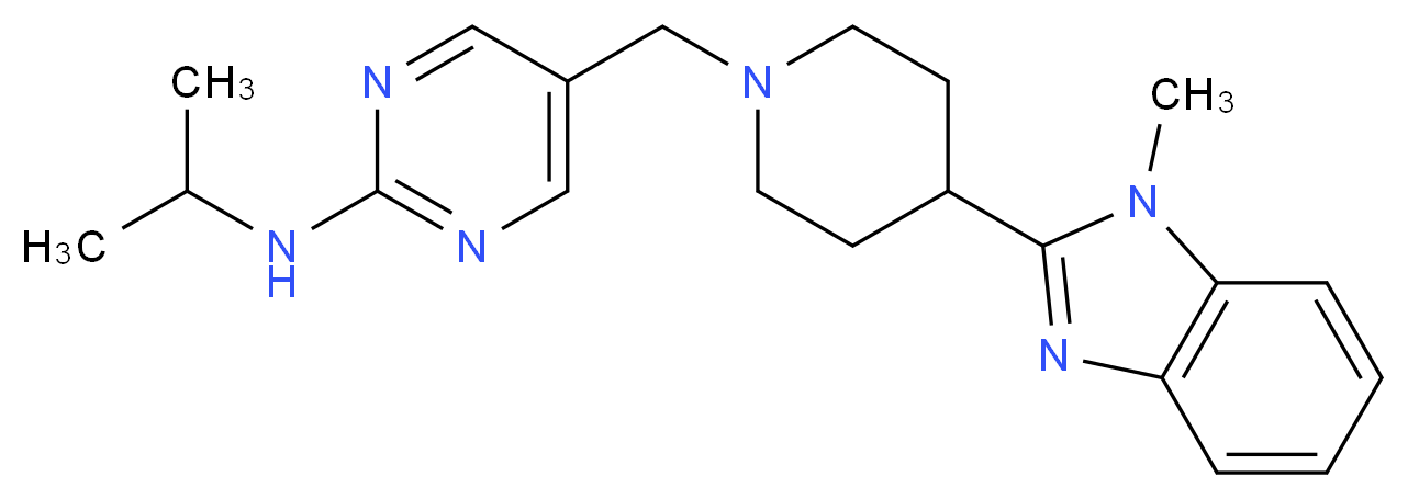N-isopropyl-5-{[4-(1-methyl-1H-benzimidazol-2-yl)piperidin-1-yl]methyl}pyrimidin-2-amine_分子结构_CAS_)