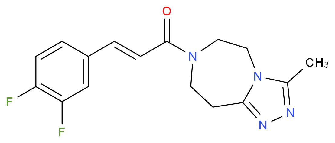 7-[(2E)-3-(3,4-difluorophenyl)-2-propenoyl]-3-methyl-6,7,8,9-tetrahydro-5H-[1,2,4]triazolo[4,3-d][1,4]diazepine_分子结构_CAS_)