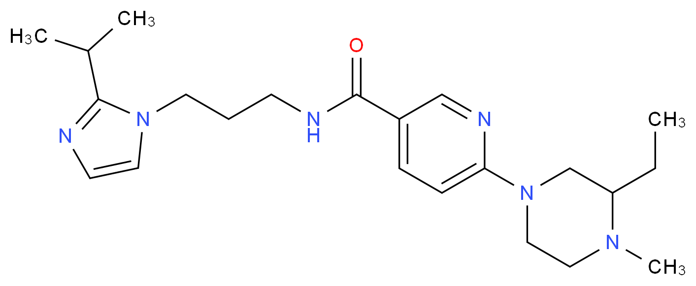 6-(3-ethyl-4-methyl-1-piperazinyl)-N-[3-(2-isopropyl-1H-imidazol-1-yl)propyl]nicotinamide_分子结构_CAS_)
