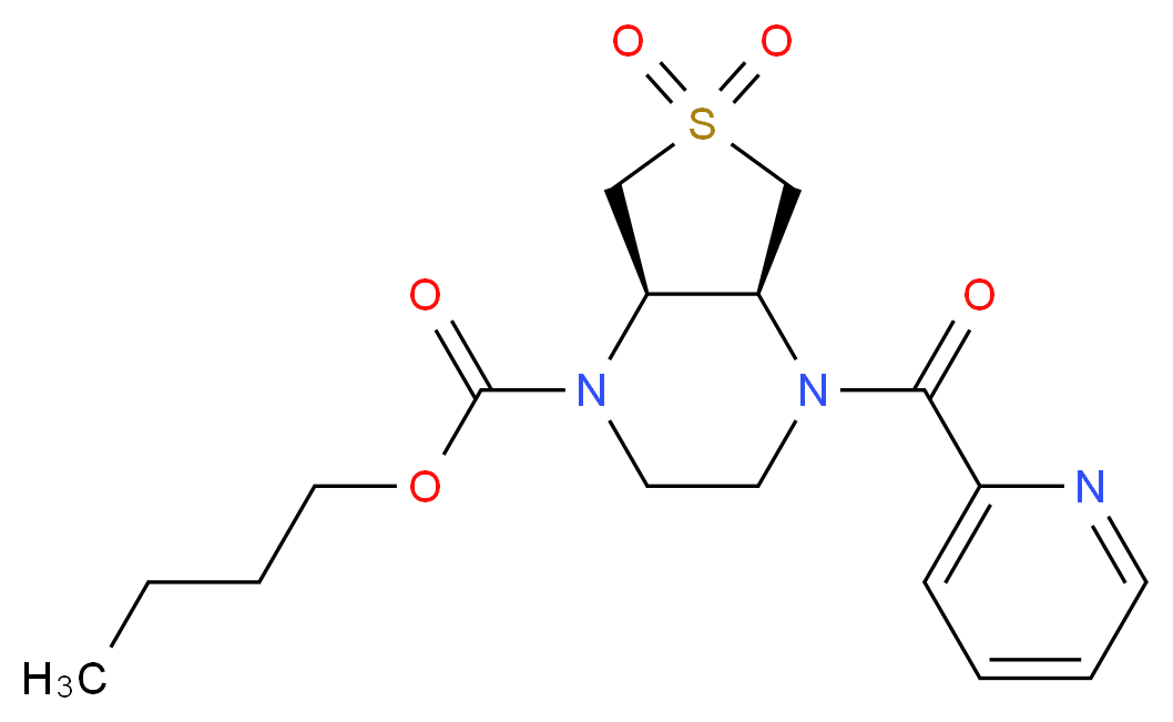 butyl (4aS*,7aR*)-4-(2-pyridinylcarbonyl)hexahydrothieno[3,4-b]pyrazine-1(2H)-carboxylate 6,6-dioxide_分子结构_CAS_)
