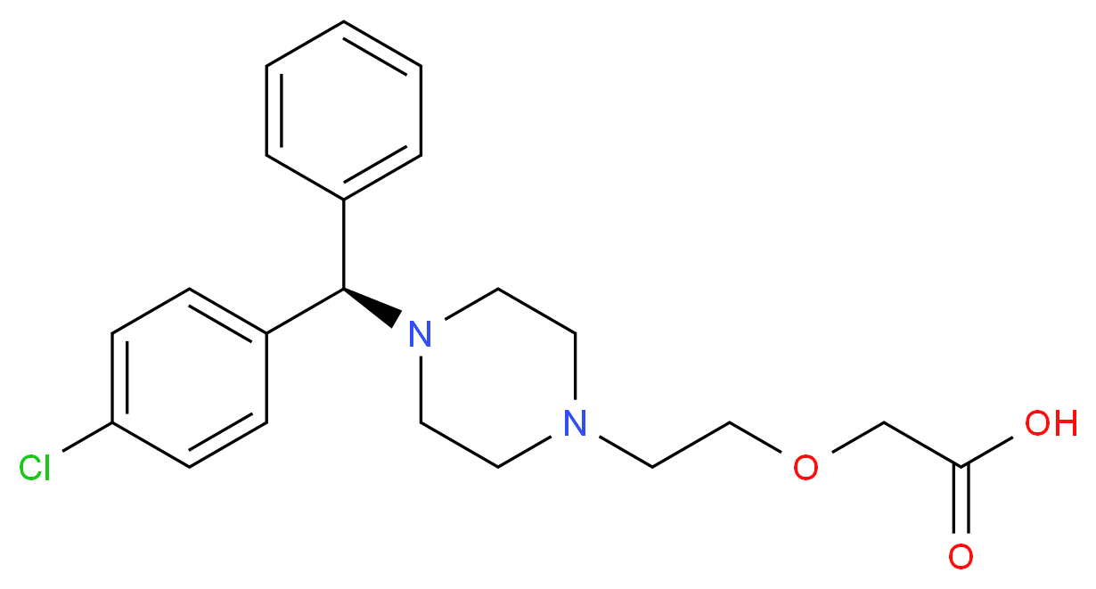 2-(2-{4-[(R)-(4-chlorophenyl)(phenyl)methyl]piperazin-1-yl}ethoxy)acetic acid_分子结构_CAS_130018-77-8