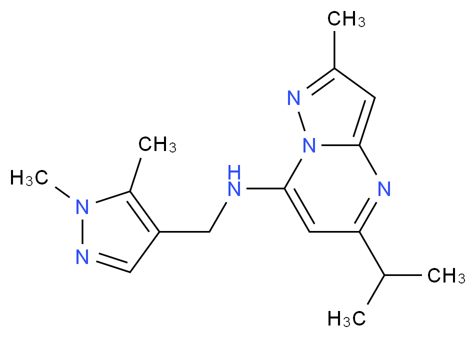 N-[(1,5-dimethyl-1H-pyrazol-4-yl)methyl]-5-isopropyl-2-methylpyrazolo[1,5-a]pyrimidin-7-amine_分子结构_CAS_)