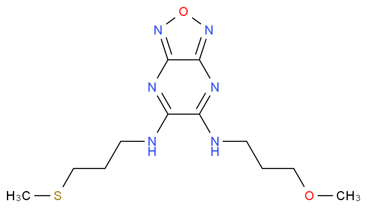 N-(3-methoxypropyl)-N'-[3-(methylthio)propyl][1,2,5]oxadiazolo[3,4-b]pyrazine-5,6-diamine_分子结构_CAS_)