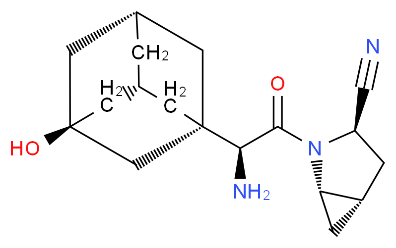 (1S,3R,5S)-2-[(2S)-2-amino-2-[(1r,3R,5R,7S)-3-hydroxyadamantan-1-yl]acetyl]-2-azabicyclo[3.1.0]hexane-3-carbonitrile_分子结构_CAS_361442-04-8