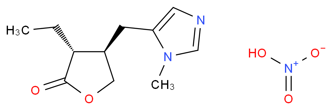 (3R,4R)-3-ethyl-4-[(1-methyl-1H-imidazol-5-yl)methyl]oxolan-2-one; nitric acid_分子结构_CAS_5984-94-1
