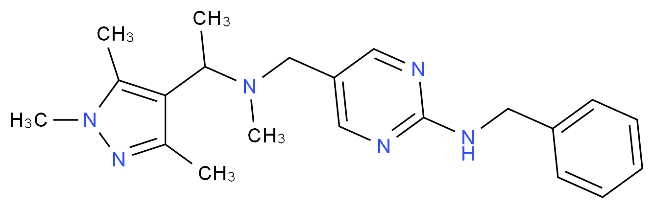 N-benzyl-5-({methyl[1-(1,3,5-trimethyl-1H-pyrazol-4-yl)ethyl]amino}methyl)pyrimidin-2-amine_分子结构_CAS_)