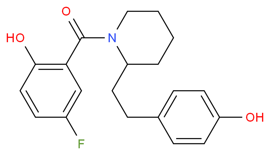 4-fluoro-2-({2-[2-(4-hydroxyphenyl)ethyl]piperidin-1-yl}carbonyl)phenol_分子结构_CAS_)