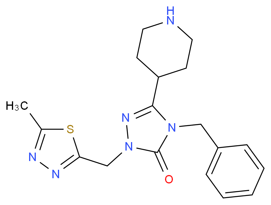 4-benzyl-2-[(5-methyl-1,3,4-thiadiazol-2-yl)methyl]-5-piperidin-4-yl-2,4-dihydro-3H-1,2,4-triazol-3-one_分子结构_CAS_)