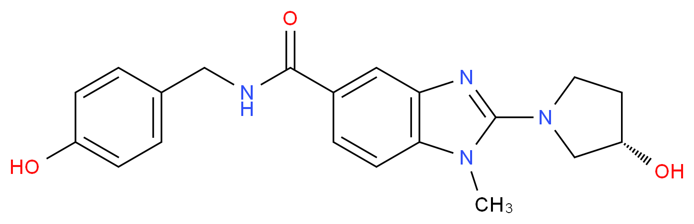 N-(4-hydroxybenzyl)-2-[(3S)-3-hydroxy-1-pyrrolidinyl]-1-methyl-1H-benzimidazole-5-carboxamide_分子结构_CAS_)