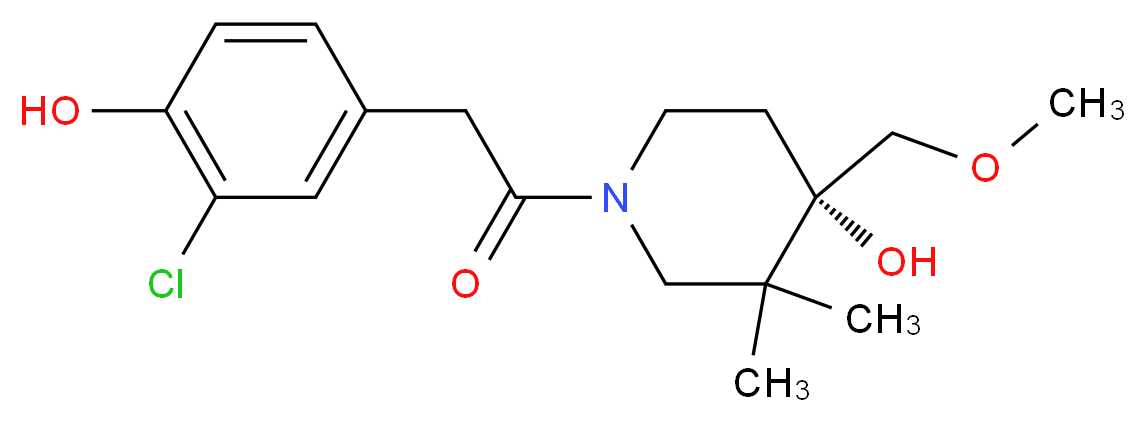 (4S*)-1-[(3-chloro-4-hydroxyphenyl)acetyl]-4-(methoxymethyl)-3,3-dimethylpiperidin-4-ol_分子结构_CAS_)