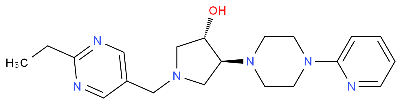 (3S*,4S*)-1-[(2-ethyl-5-pyrimidinyl)methyl]-4-[4-(2-pyridinyl)-1-piperazinyl]-3-pyrrolidinol_分子结构_CAS_)