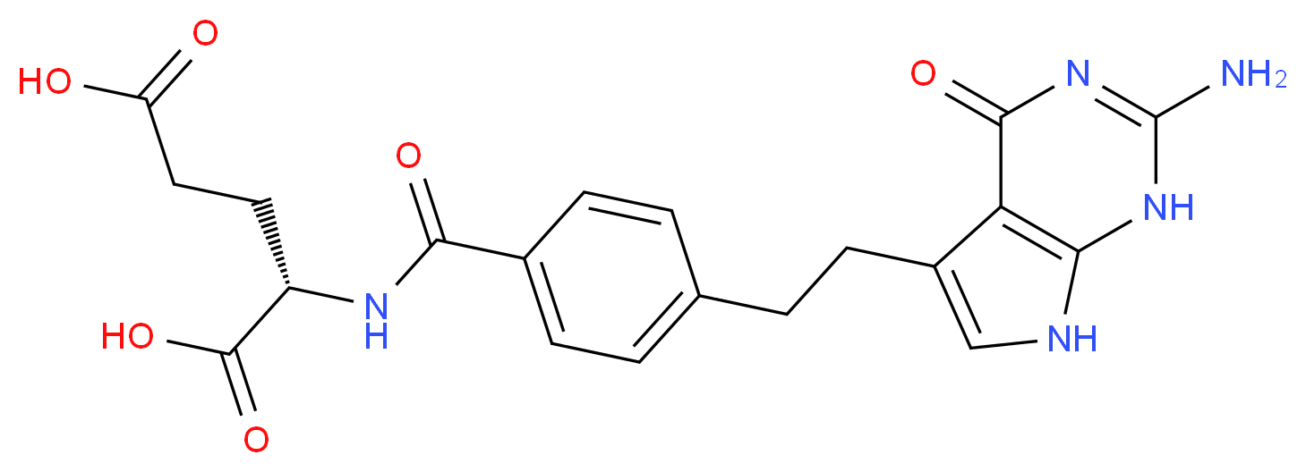 (2S)-2-{[4-(2-{2-amino-4-oxo-1H,4H,7H-pyrrolo[2,3-d]pyrimidin-5-yl}ethyl)phenyl]formamido}pentanedioic acid_分子结构_CAS_137281-23-3