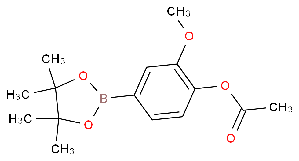 2-Methoxy-4-(4,4,5,5-tetramethyl-1,3,2-dioxaborolan-2-yl)phenyl acetate_分子结构_CAS_811841-45-9)