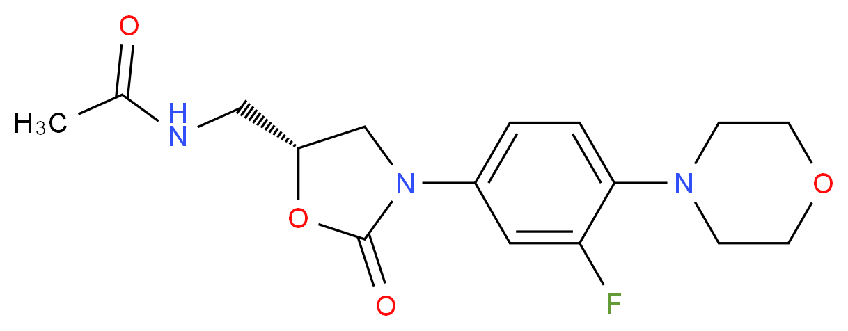 (R)-N-((3-(3-fluoro-4-morpholinophenyl)-2-oxooxazolidin-5-yl)methyl)acetamide_分子结构_CAS_)