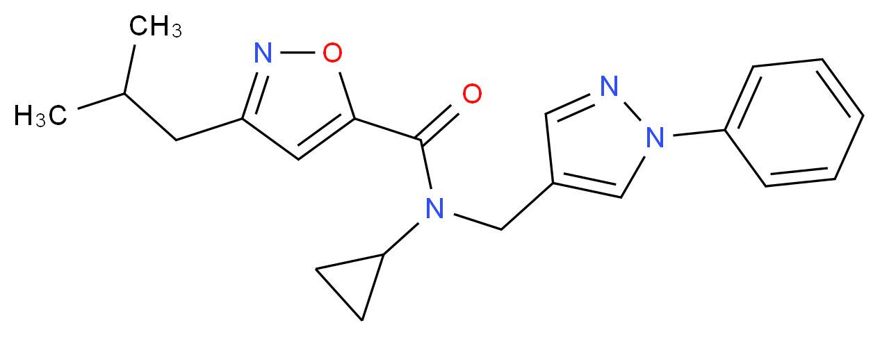 N-cyclopropyl-3-isobutyl-N-[(1-phenyl-1H-pyrazol-4-yl)methyl]isoxazole-5-carboxamide_分子结构_CAS_)