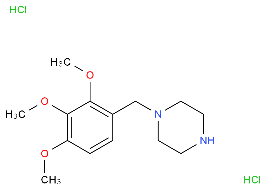 1-(2,3,4-三甲氧基苄基)哌嗪二盐酸盐_分子结构_CAS_13171-25-0)