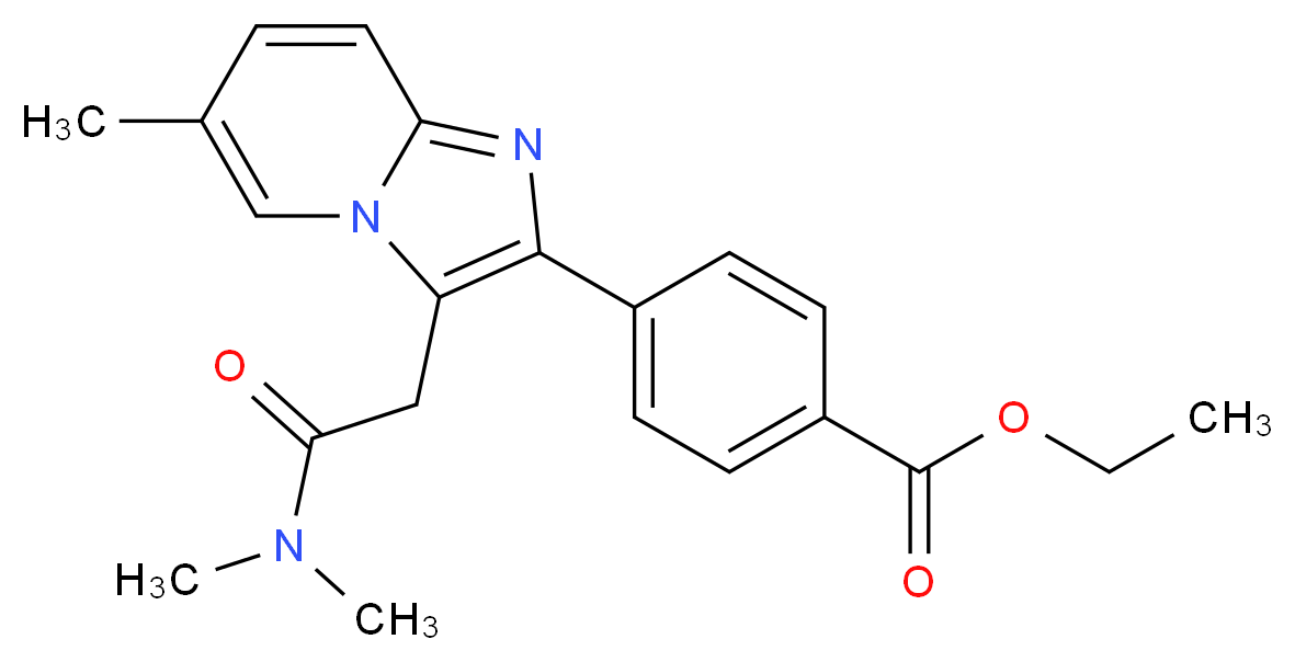 ethyl 4-{3-[(dimethylcarbamoyl)methyl]-6-methylimidazo[1,2-a]pyridin-2-yl}benzoate_分子结构_CAS_1026465-13-3