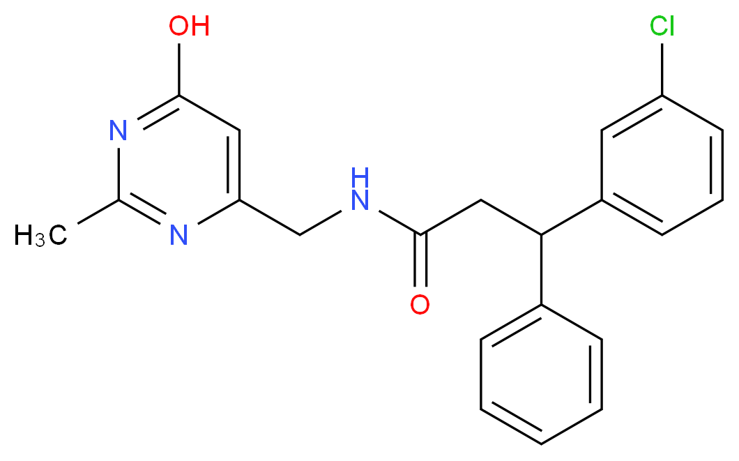 3-(3-chlorophenyl)-N-[(6-hydroxy-2-methylpyrimidin-4-yl)methyl]-3-phenylpropanamide_分子结构_CAS_)