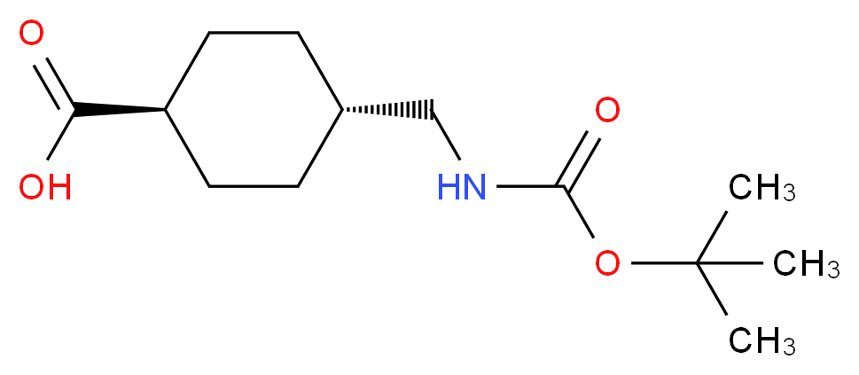 (1r,4r)-4-(((tert-butoxycarbonyl)amino)methyl)cyclohexanecarboxylic acid_分子结构_CAS_)