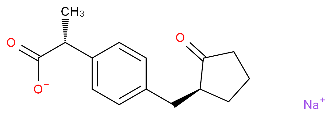 sodium (2R)-2-(4-{[(1S)-2-oxocyclopentyl]methyl}phenyl)propanoate_分子结构_CAS_80382-23-6