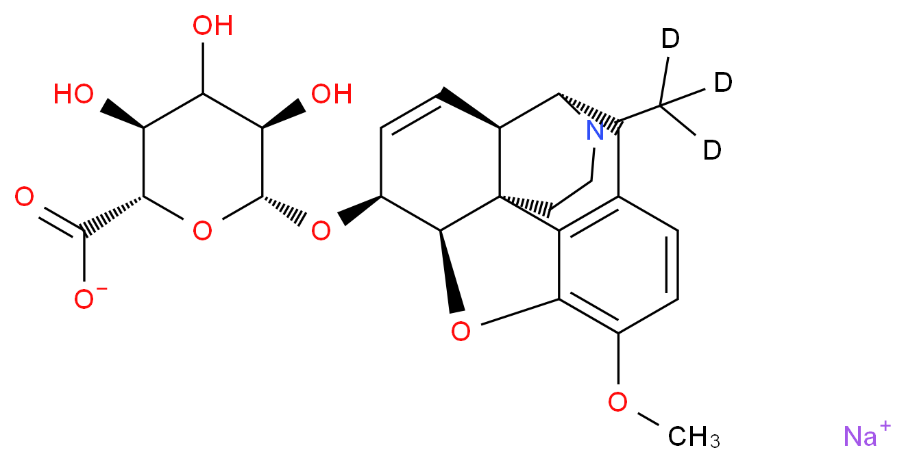 sodium (2S,3S,5R,6R)-3,4,5-trihydroxy-6-{[(1S,5S,13R,14S,17R)-10-methoxy-4-(<sup>2</sup>H<sub>3</sub>)methyl-12-oxa-4-azapentacyclo[9.6.1.0<sup>1</sup>,<sup>1</sup><sup>3</sup>.0<sup>5</sup>,<sup>1</sup><sup>7</sup>.0<sup>7</sup>,<sup>1</sup><sup>8</sup>]octadeca-7(18),8,10,15-tetraen-14-yl]oxy}oxane-2-carboxylate_分子结构_CAS_219533-59-2