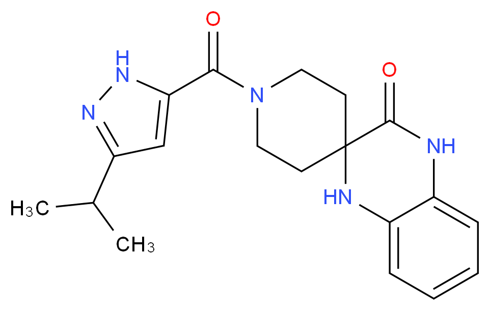 1-[(3-isopropyl-1H-pyrazol-5-yl)carbonyl]-1',4'-dihydro-3'H-spiro[piperidine-4,2'-quinoxalin]-3'-one_分子结构_CAS_)