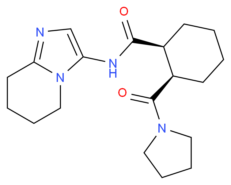 (1S*,2R*)-2-(pyrrolidin-1-ylcarbonyl)-N-(5,6,7,8-tetrahydroimidazo[1,2-a]pyridin-3-yl)cyclohexanecarboxamide_分子结构_CAS_)