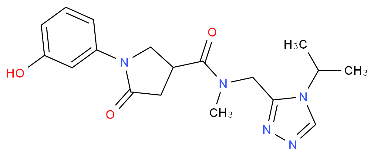 1-(3-hydroxyphenyl)-N-[(4-isopropyl-4H-1,2,4-triazol-3-yl)methyl]-N-methyl-5-oxo-3-pyrrolidinecarboxamide_分子结构_CAS_)