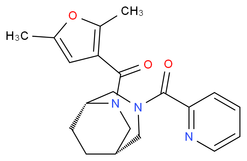 (1S*,5R*)-6-(2,5-dimethyl-3-furoyl)-3-(pyridin-2-ylcarbonyl)-3,6-diazabicyclo[3.2.2]nonane_分子结构_CAS_)