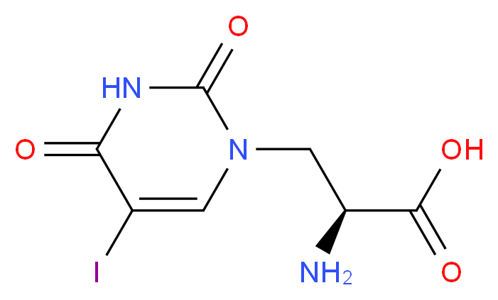 (2S)-2-amino-3-(5-iodo-2,4-dioxo-1,2,3,4-tetrahydropyrimidin-1-yl)propanoic acid_分子结构_CAS_140187-25-3