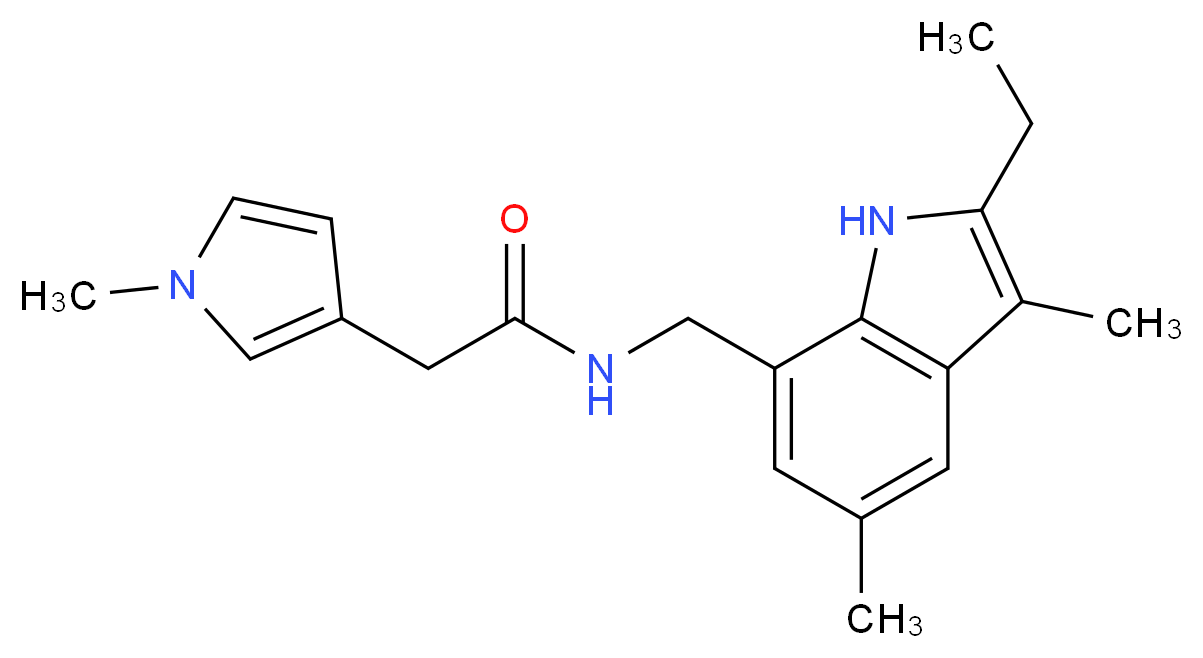 N-[(2-ethyl-3,5-dimethyl-1H-indol-7-yl)methyl]-2-(1-methyl-1H-pyrrol-3-yl)acetamide_分子结构_CAS_)