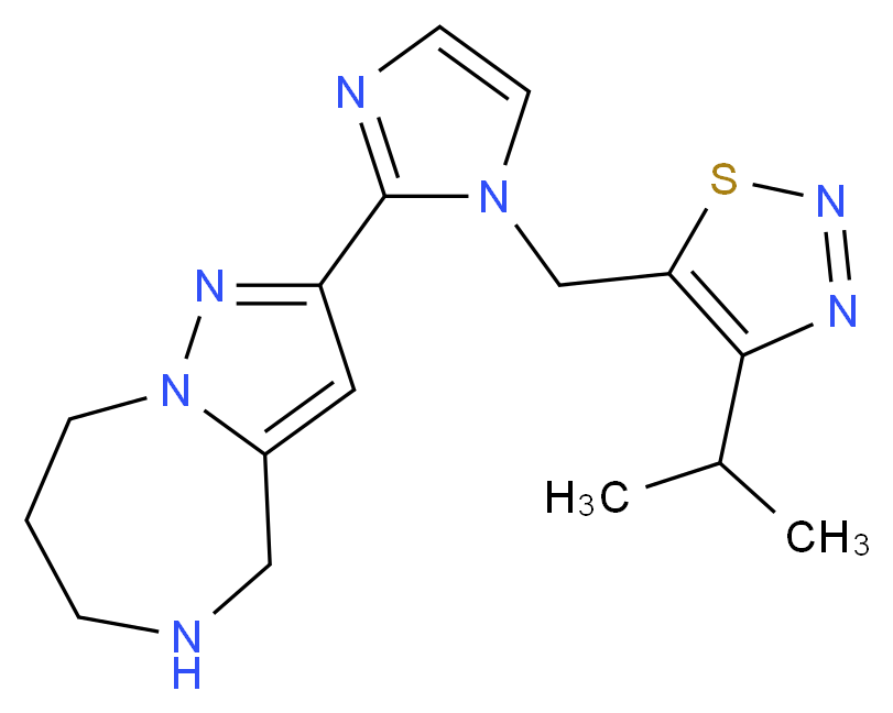 2-{1-[(4-isopropyl-1,2,3-thiadiazol-5-yl)methyl]-1H-imidazol-2-yl}-5,6,7,8-tetrahydro-4H-pyrazolo[1,5-a][1,4]diazepine_分子结构_CAS_)