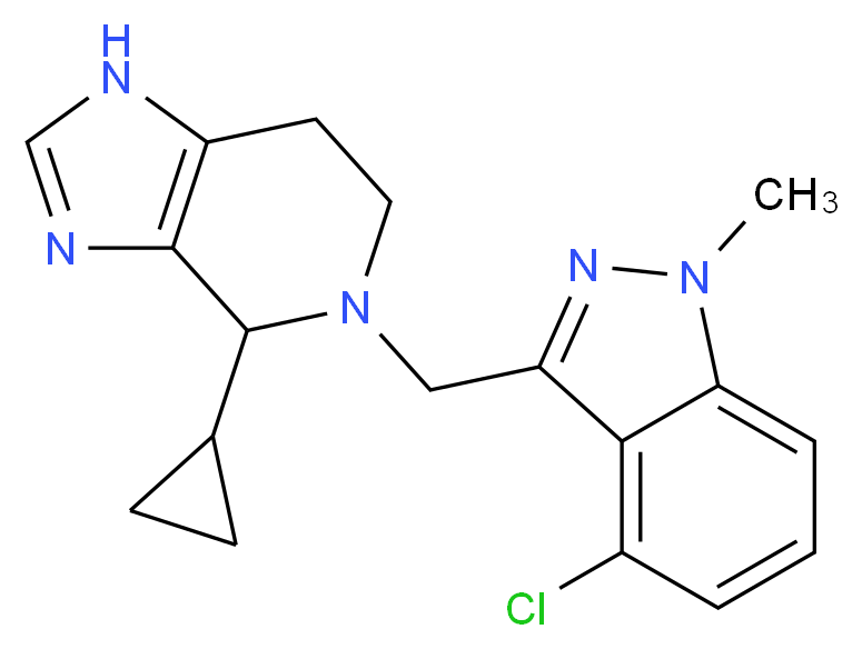 5-[(4-chloro-1-methyl-1H-indazol-3-yl)methyl]-4-cyclopropyl-4,5,6,7-tetrahydro-1H-imidazo[4,5-c]pyridine_分子结构_CAS_)