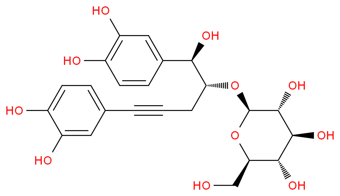 (2R,3R,4S,5S,6R)-2-{[(1R,2R)-1,5-bis(3,4-dihydroxyphenyl)-1-hydroxypent-4-yn-2-yl]oxy}-6-(hydroxymethyl)oxane-3,4,5-triol_分子结构_CAS_111518-94-6