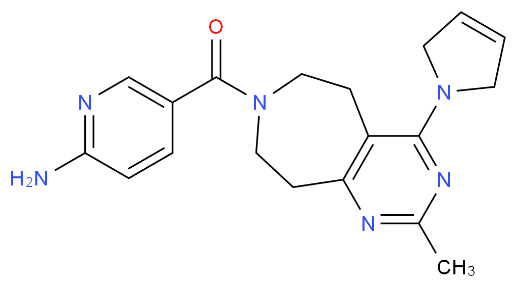 5-{[4-(2,5-dihydro-1H-pyrrol-1-yl)-2-methyl-5,6,8,9-tetrahydro-7H-pyrimido[4,5-d]azepin-7-yl]carbonyl}pyridin-2-amine_分子结构_CAS_)
