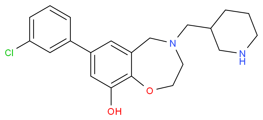 7-(3-chlorophenyl)-4-(piperidin-3-ylmethyl)-2,3,4,5-tetrahydro-1,4-benzoxazepin-9-ol_分子结构_CAS_)