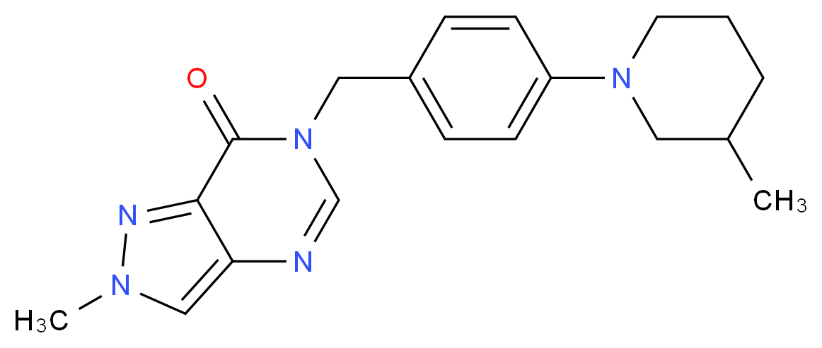 2-methyl-6-[4-(3-methyl-1-piperidinyl)benzyl]-2,6-dihydro-7H-pyrazolo[4,3-d]pyrimidin-7-one_分子结构_CAS_)