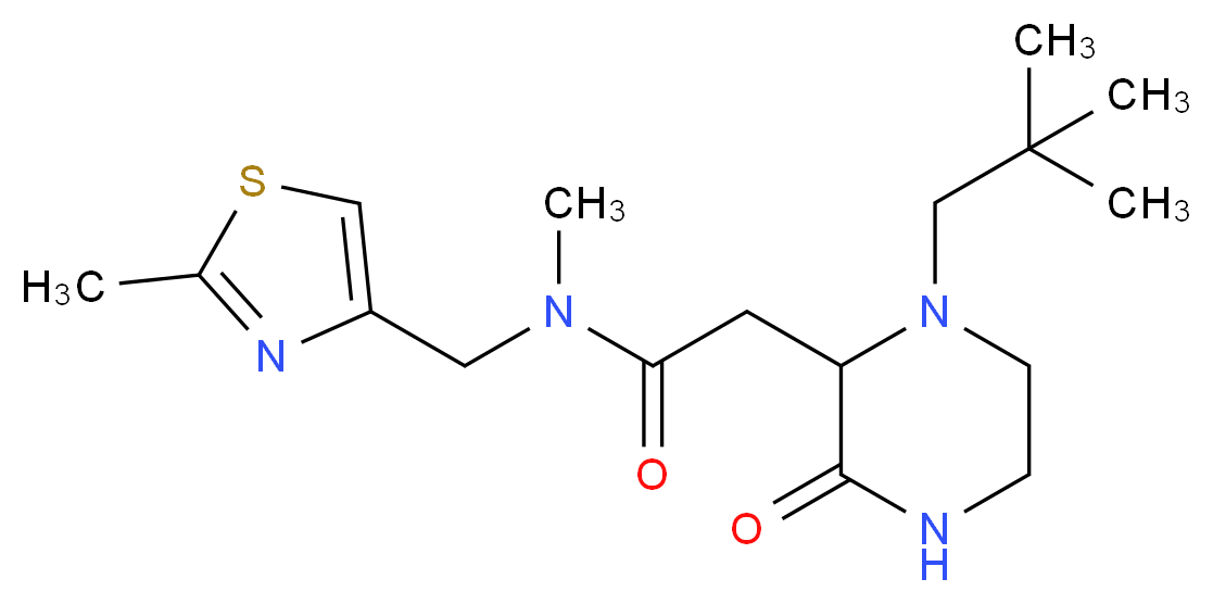 2-[1-(2,2-dimethylpropyl)-3-oxo-2-piperazinyl]-N-methyl-N-[(2-methyl-1,3-thiazol-4-yl)methyl]acetamide_分子结构_CAS_)