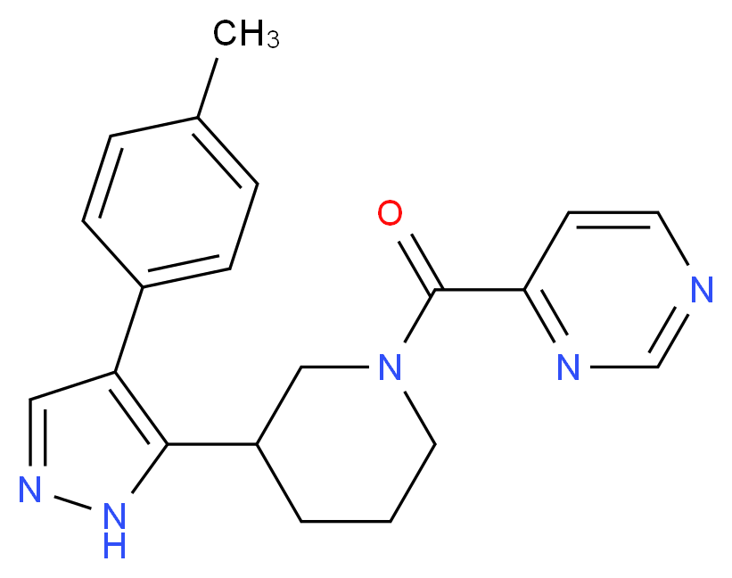 4-({3-[4-(4-methylphenyl)-1H-pyrazol-5-yl]piperidin-1-yl}carbonyl)pyrimidine_分子结构_CAS_)