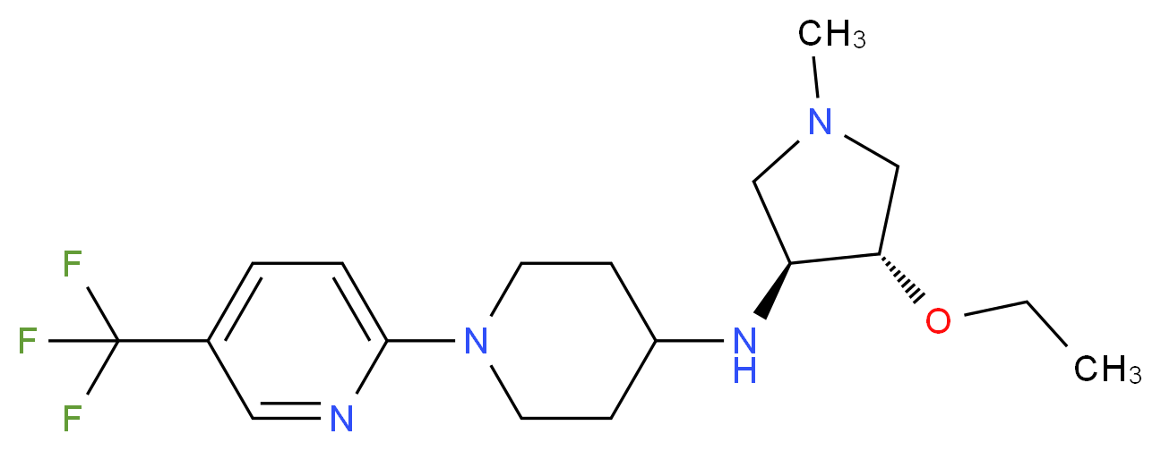 N-[(3S*,4S*)-4-ethoxy-1-methylpyrrolidin-3-yl]-1-[5-(trifluoromethyl)pyridin-2-yl]piperidin-4-amine_分子结构_CAS_)