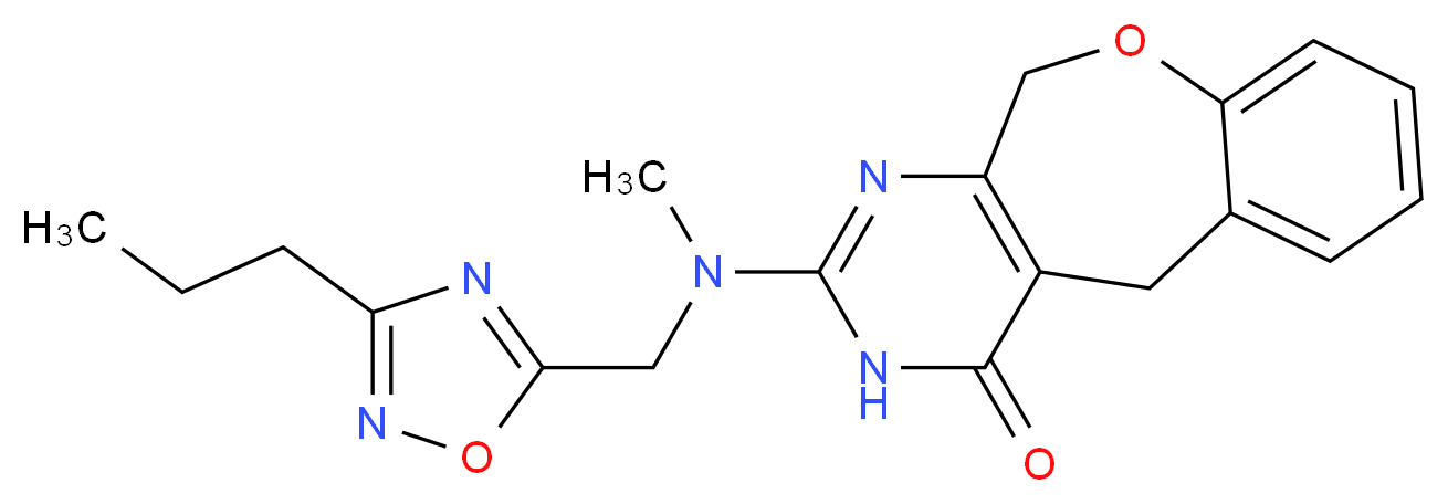 2-{methyl[(3-propyl-1,2,4-oxadiazol-5-yl)methyl]amino}-5,11-dihydro[1]benzoxepino[3,4-d]pyrimidin-4(3H)-one_分子结构_CAS_)