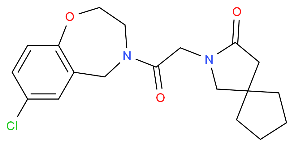 2-[2-(7-chloro-2,3-dihydro-1,4-benzoxazepin-4(5H)-yl)-2-oxoethyl]-2-azaspiro[4.4]nonan-3-one_分子结构_CAS_)