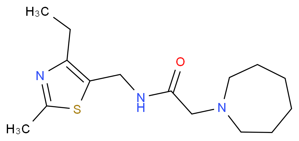 2-azepan-1-yl-N-[(4-ethyl-2-methyl-1,3-thiazol-5-yl)methyl]acetamide_分子结构_CAS_)