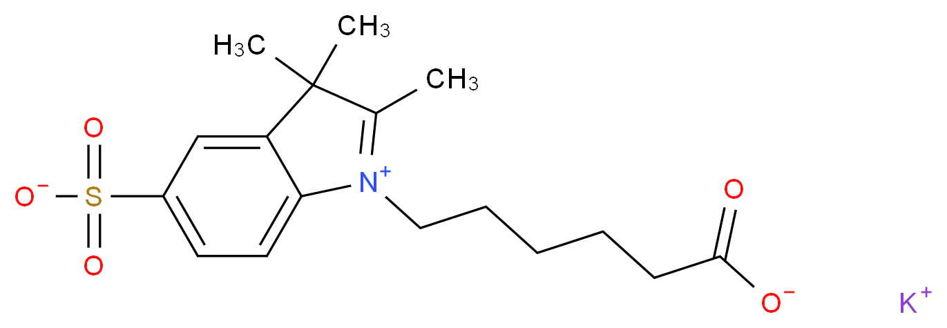 potassium 1-(5-carboxylatopentyl)-2,3,3-trimethyl-3H-indol-1-ium-5-sulfonate_分子结构_CAS_246516-15-4