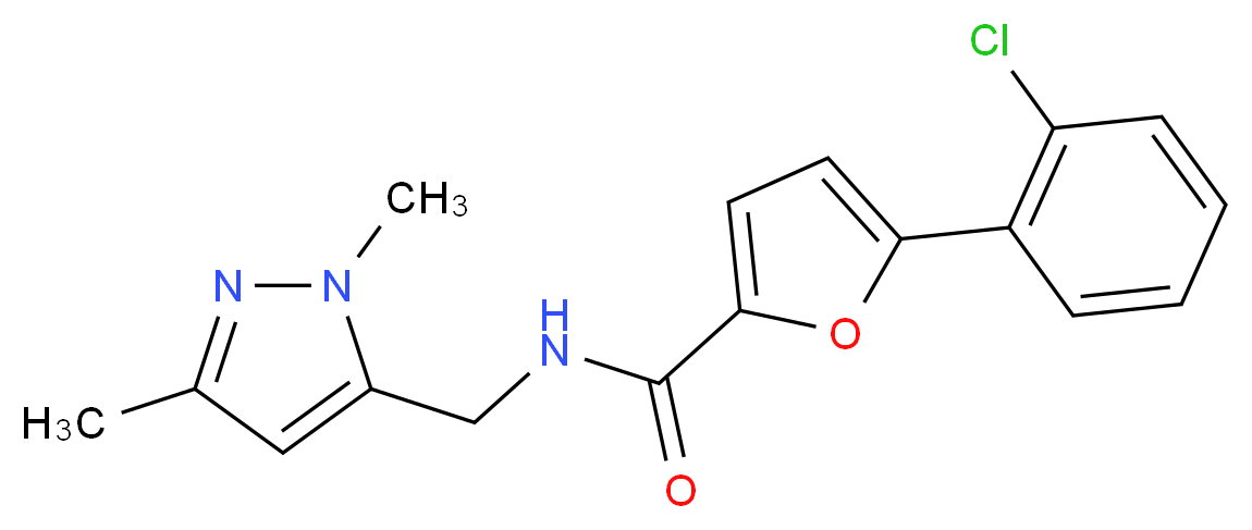 5-(2-chlorophenyl)-N-[(1,3-dimethyl-1H-pyrazol-5-yl)methyl]-2-furamide_分子结构_CAS_)